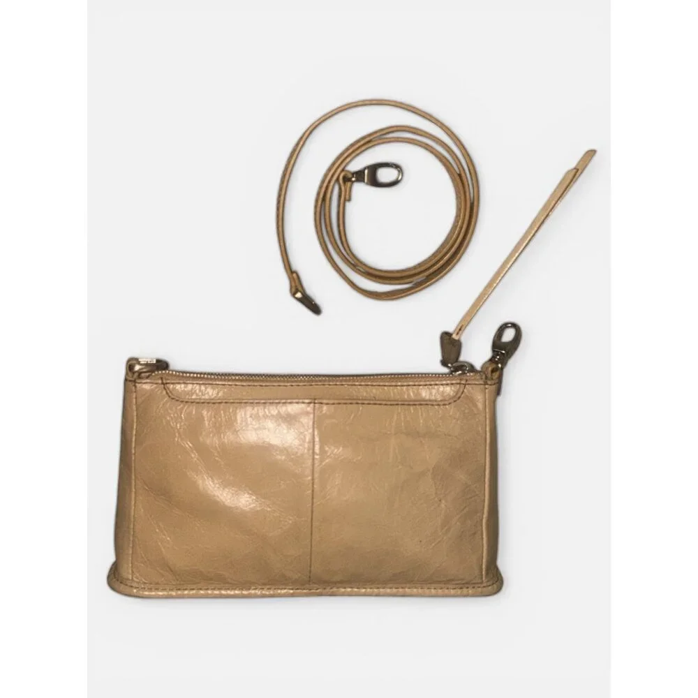 Hobo Cadence Convertible Crossbody Beige Distressed Leather Clutch Shoulder Bag - Picture 8 of 12